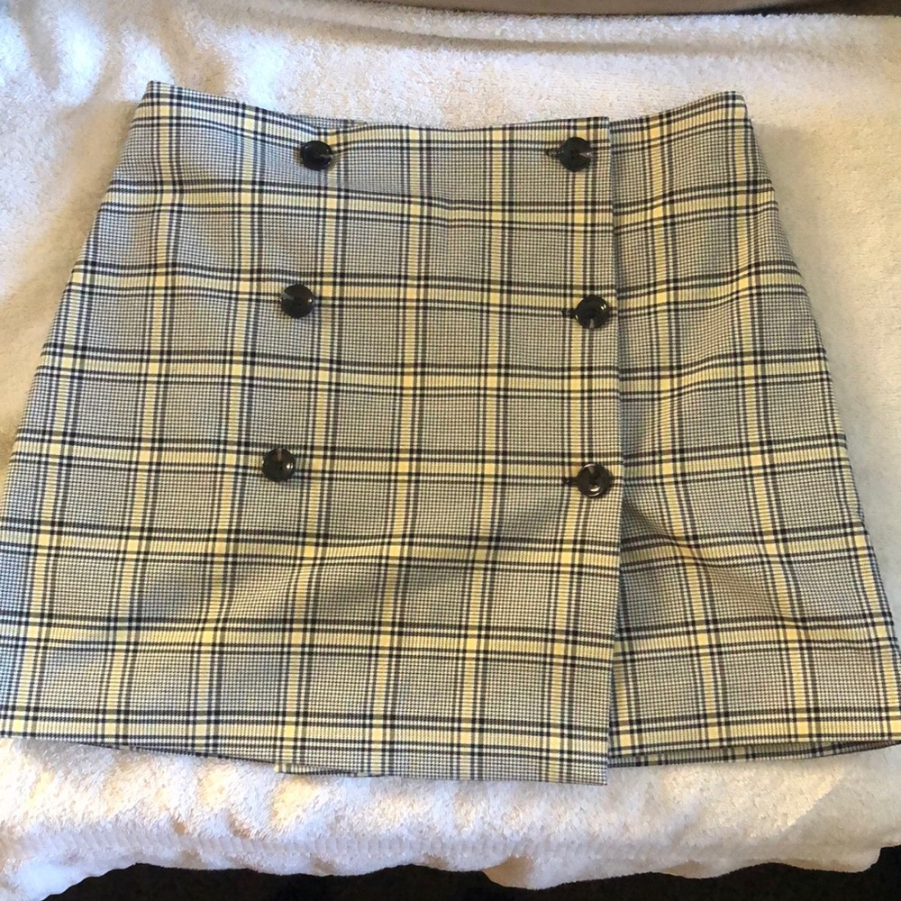 Plaid button down skirt